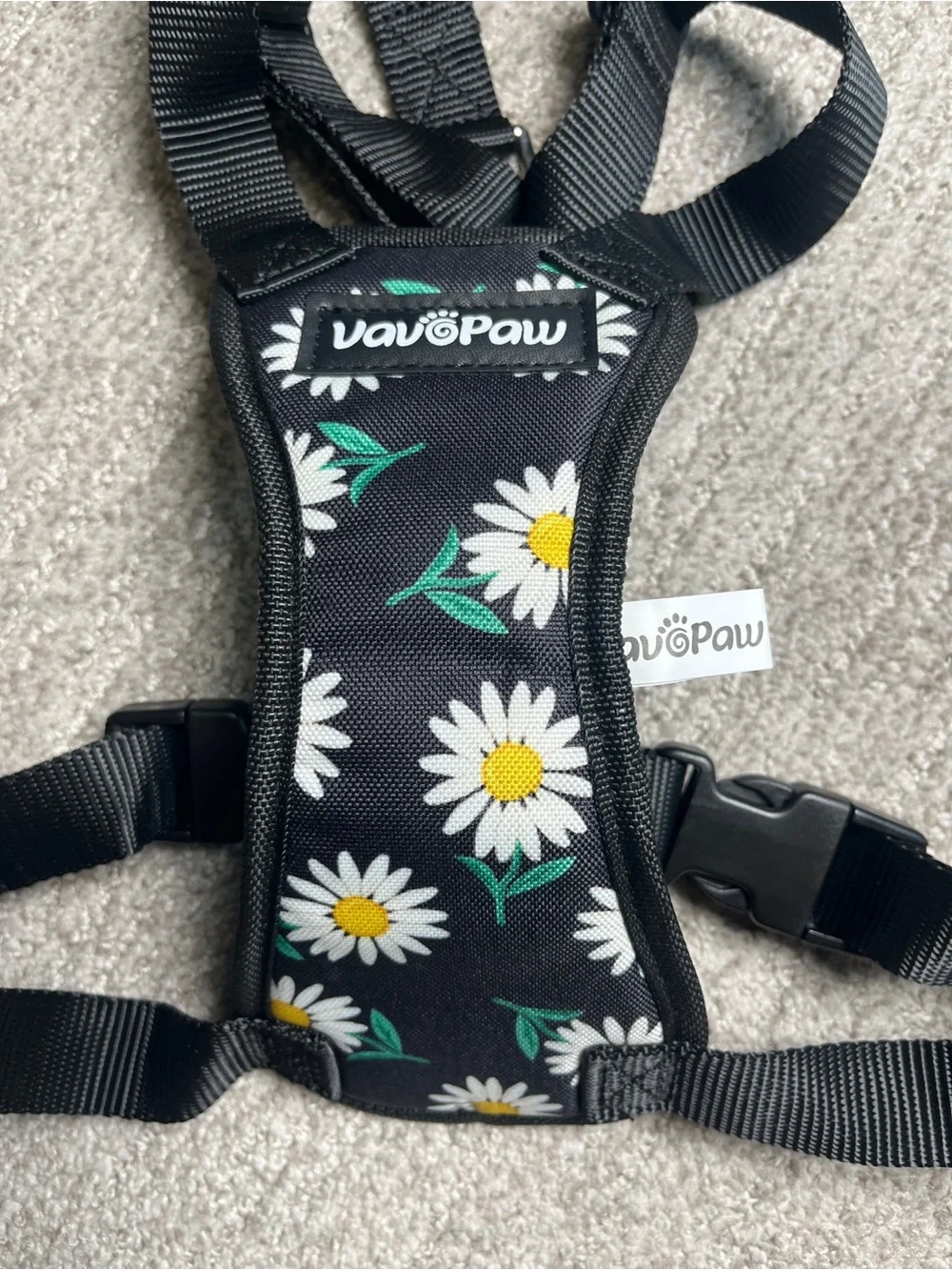 VavoPaw Dog Vehicle Safety Vest Harness - Black Daisy L. 2925/dc-1:v